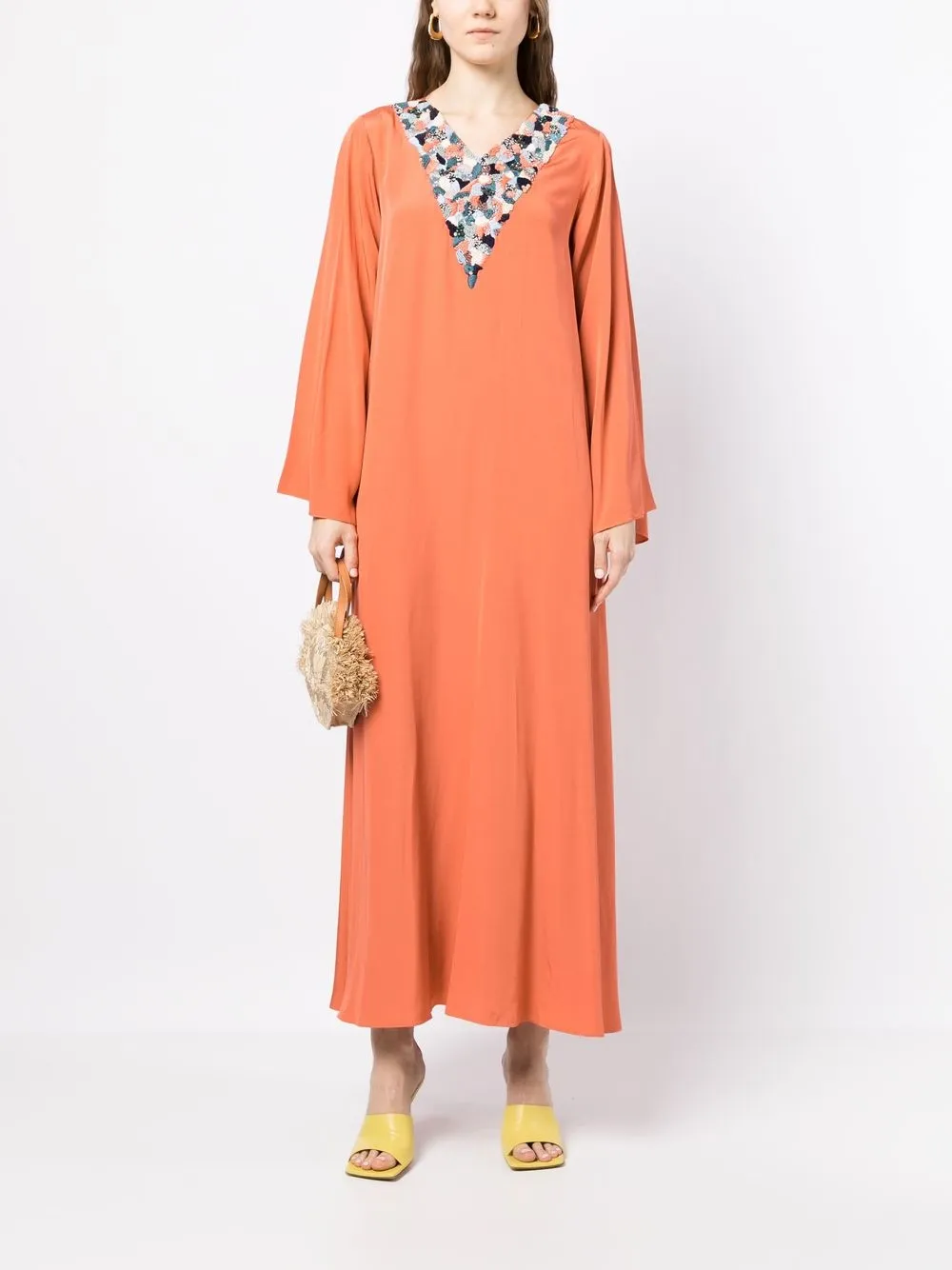 SHATHA ESSA Kaftan met borduurwerk - Roze