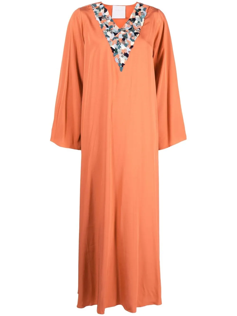 

SHATHA ESSA embroidered V-neck kaftan - Pink