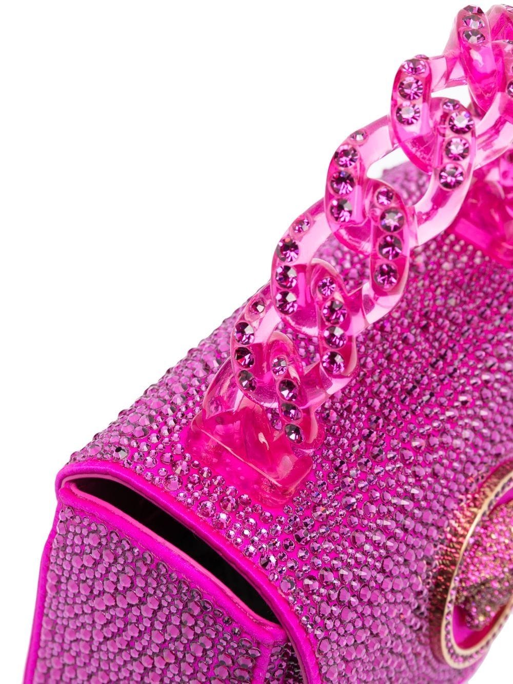Shop Versace La Medusa Crystal-embellished Mini Bag In 粉色