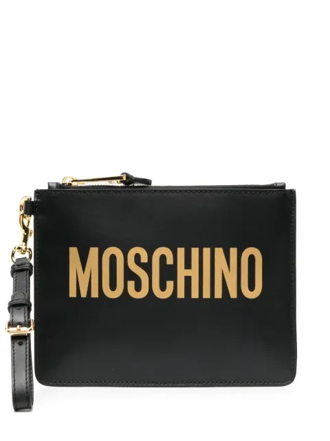 Moschino logo-print clutch bag