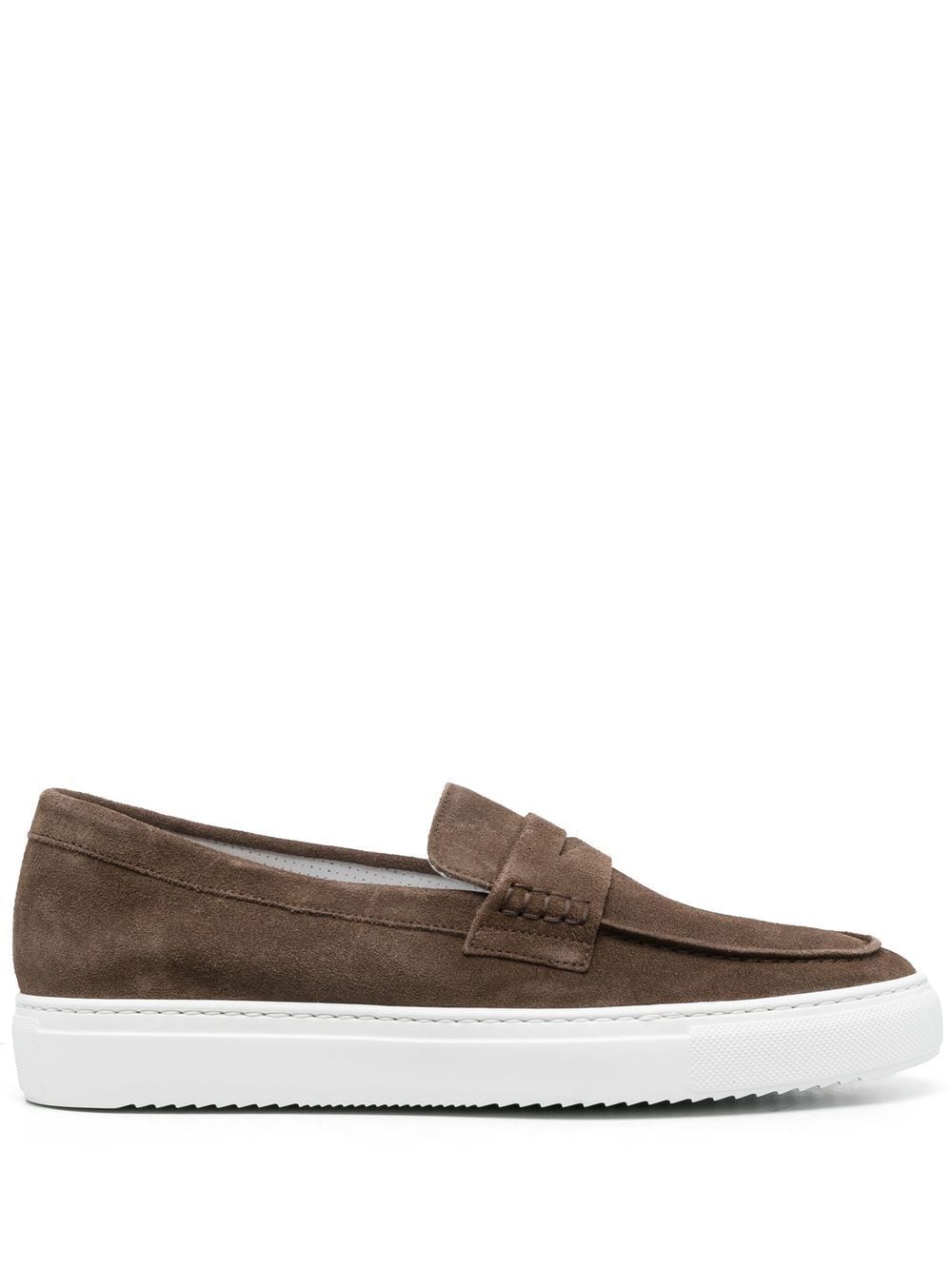 Shop Doucal's Almond Toe Suede Loafers In Braun