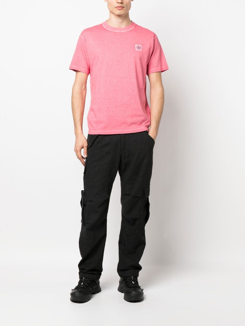 Stone Island T-shirt met logopatch - Roze