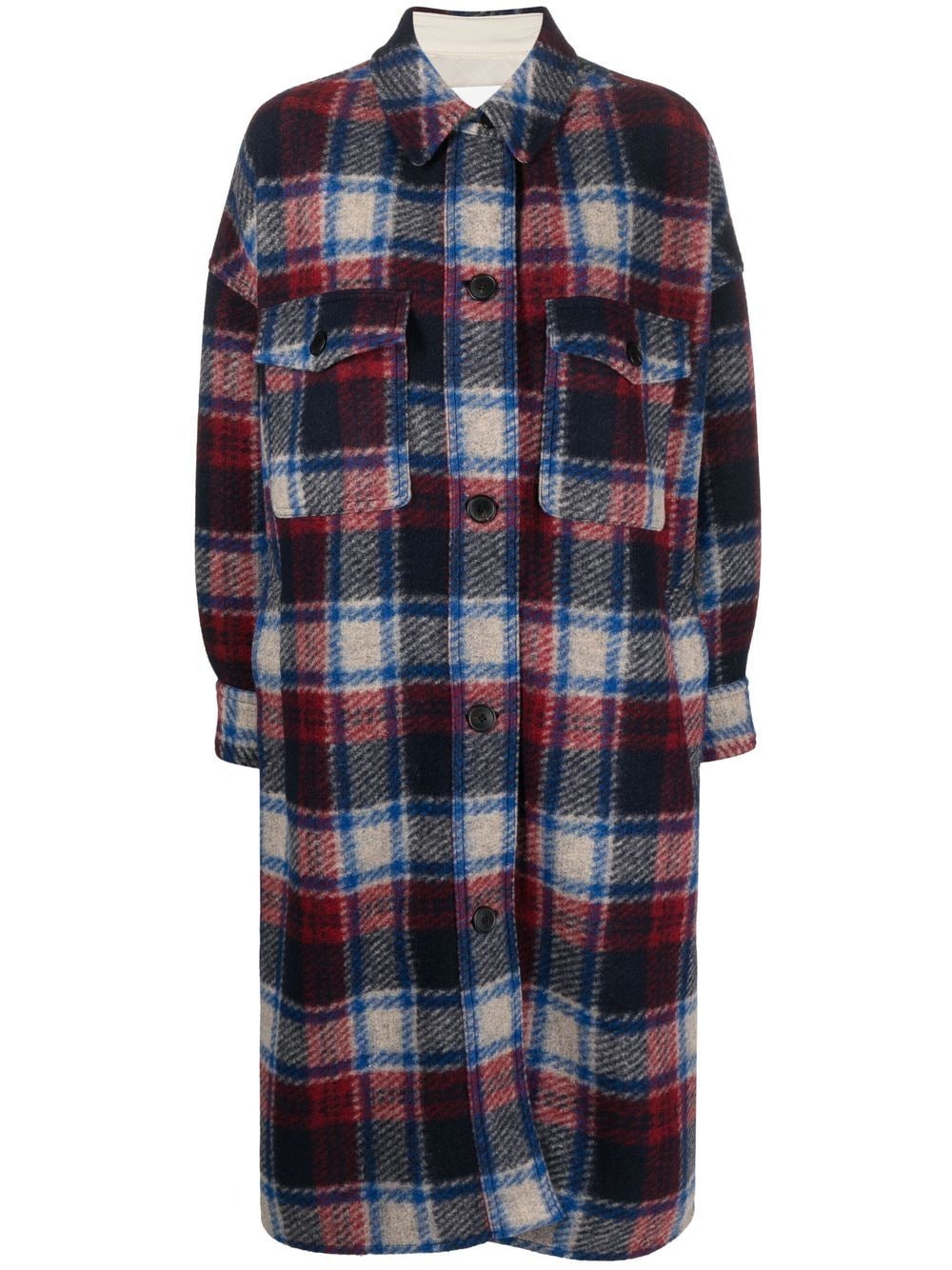 Marant Etoile Fontizi Checked Shirt Coat In Blue