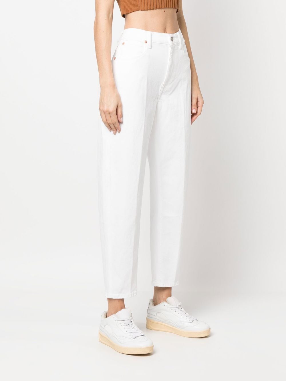 Shop Polo Ralph Lauren High-waisted Cotton Jeans In White
