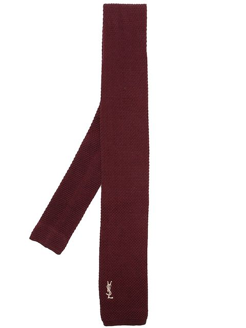 Yves Saint Laurent Pre-Owned 1980s logo-embroidered knitted necktie