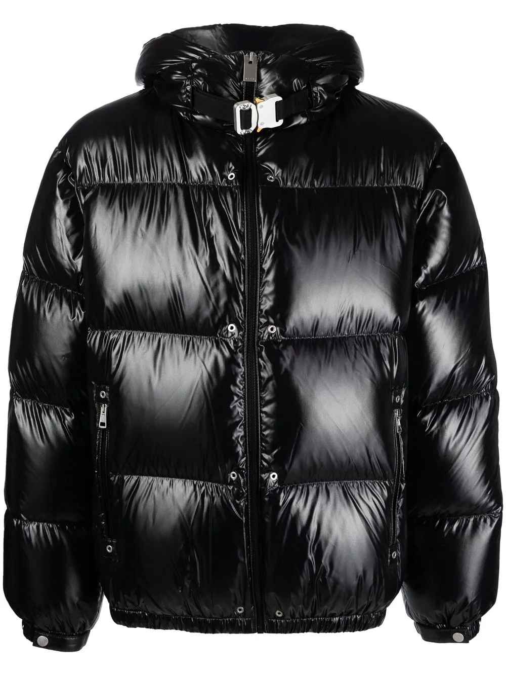 

Moncler hooded buckled padded jacket - Black