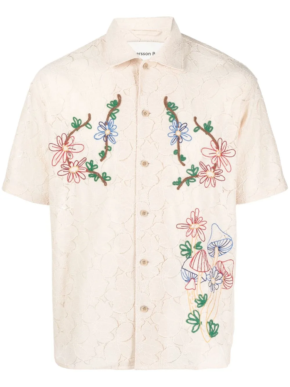 

Andersson Bell floral-embroidered lace shirt - Neutrals