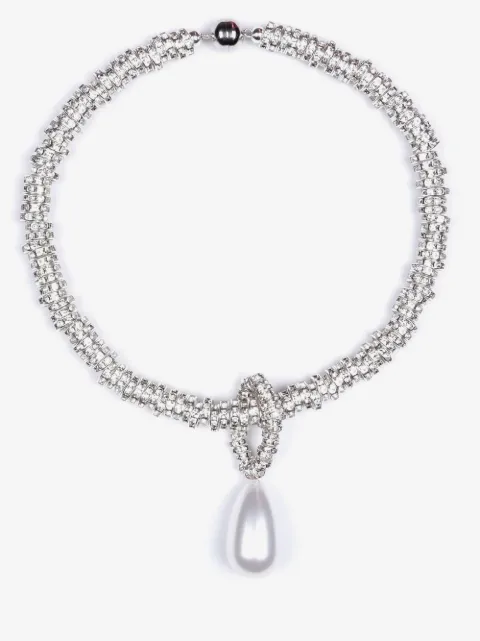 JULIETTA pearl-pendant crystal-embellished necklace
