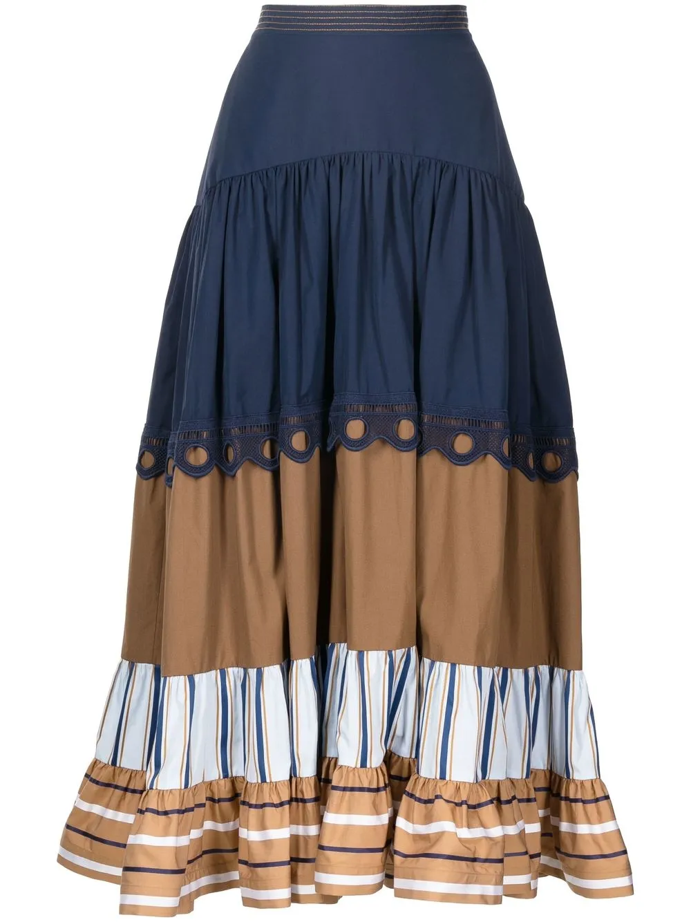 

Silvia Tcherassi stripe-detail midi skirt - Blue