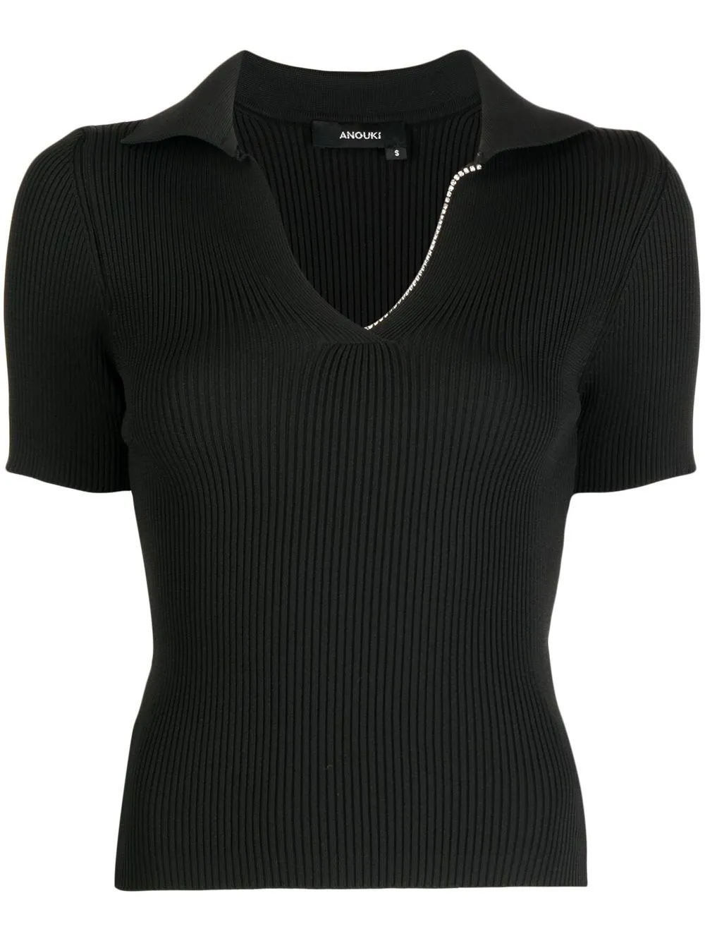 

ANOUKI ribbed short-sleeve top - Black