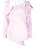 pushBUTTON asymmetric-neck button-up shirt - Pink