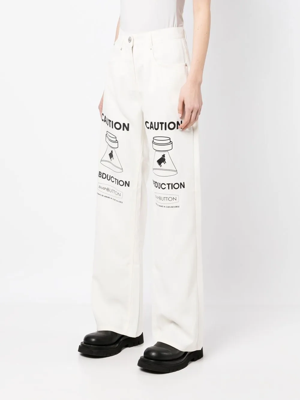 Shop Pushbutton Graphic Straight-leg Jeans In White