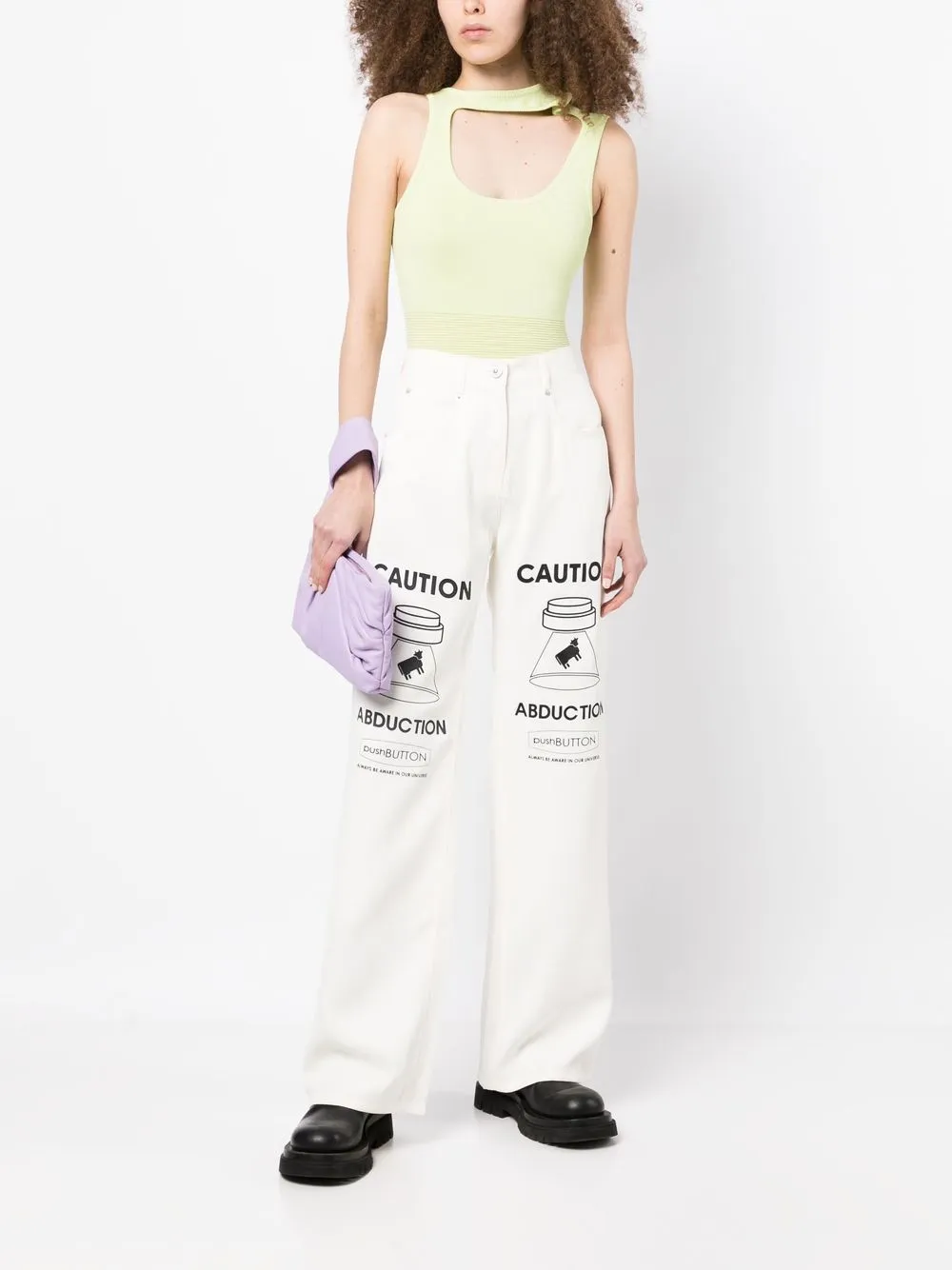 Shop Pushbutton Graphic Straight-leg Jeans In White