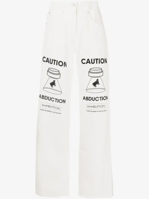 pushBUTTON graphic straight-leg jeans