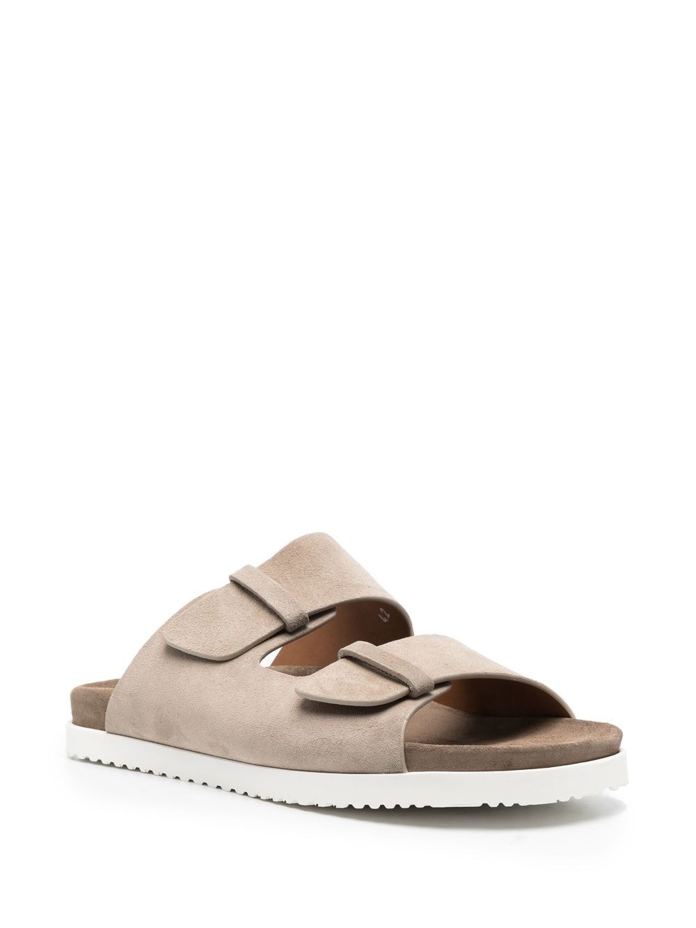 Shop Doucal's Crossover Strap Suede Sandals In Grey