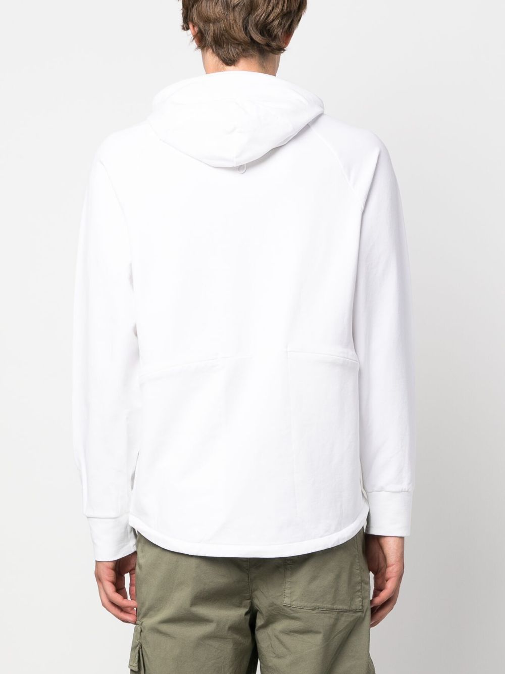 Shop C.p. Company Logo-patch Long-sleeve Hoodie In White