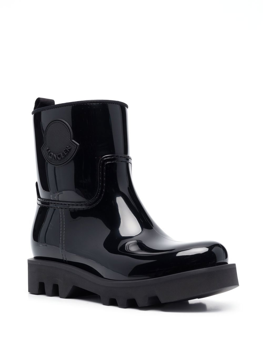 Shop Moncler High-shine Finish Ankle Boots In Schwarz