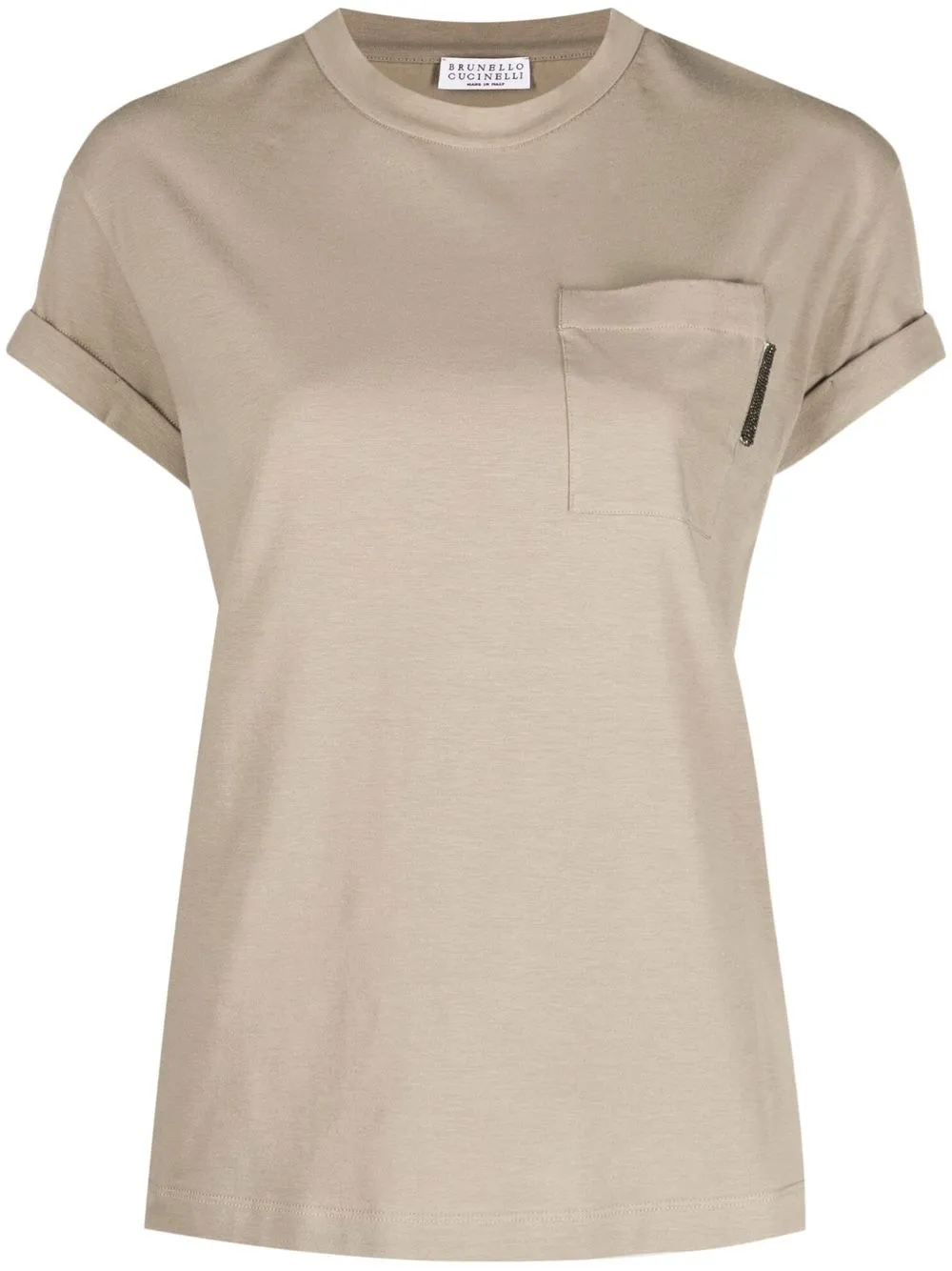 

Brunello Cucinelli shiny tab T-shirt - Brown