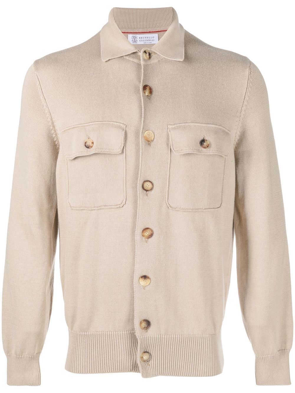 

Brunello Cucinelli button-fastening cotton knit jacket - Neutrals