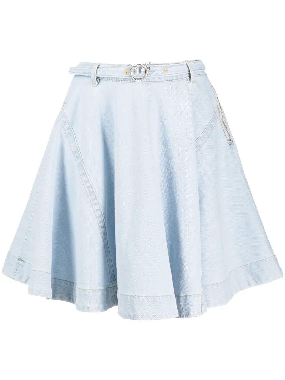 

PINKO buckled-belt flared denim skirt - Blue