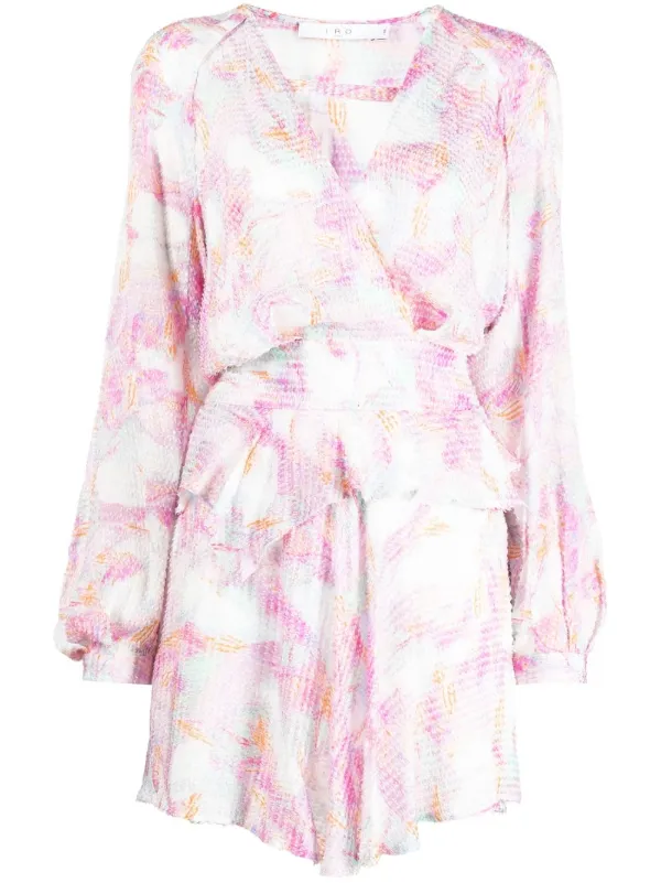 Iro Textured-finish Floral-print Dress - Pink