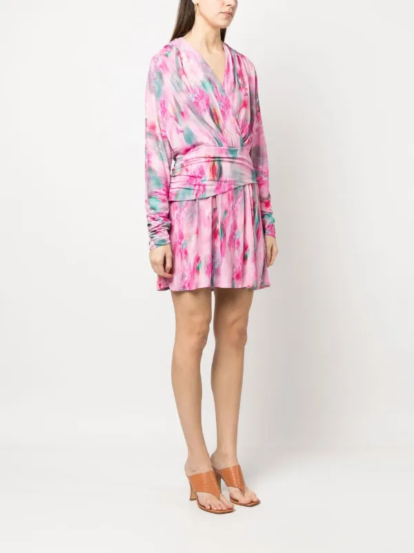 IRO abstract-print long-sleeve Mini Dress | Pink | FARFETCH