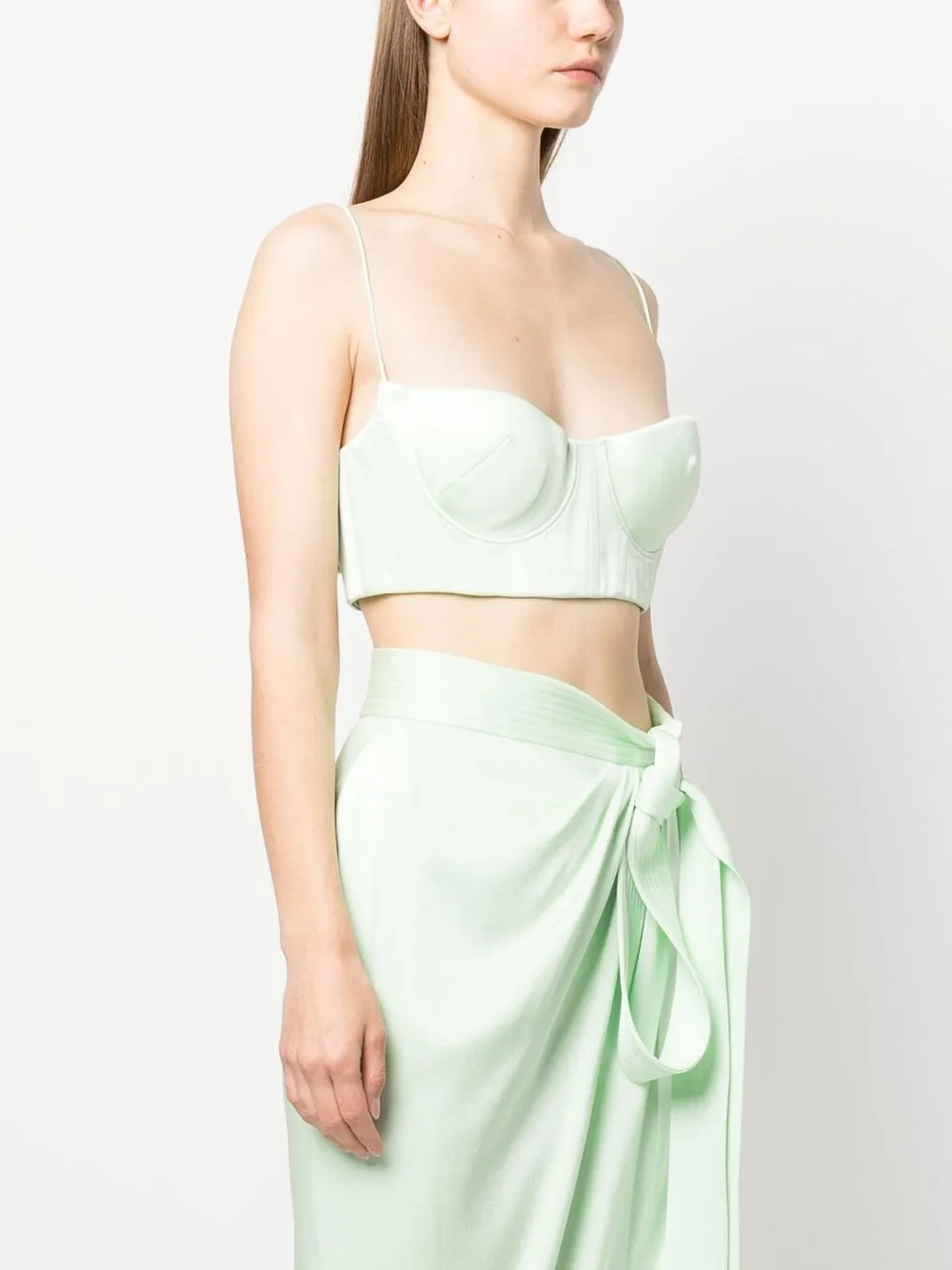 Alex Perry Cropped Bustier Top in Green, view 3