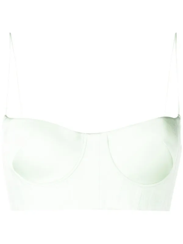 Alex Perry Cropped Bustier Top in Green