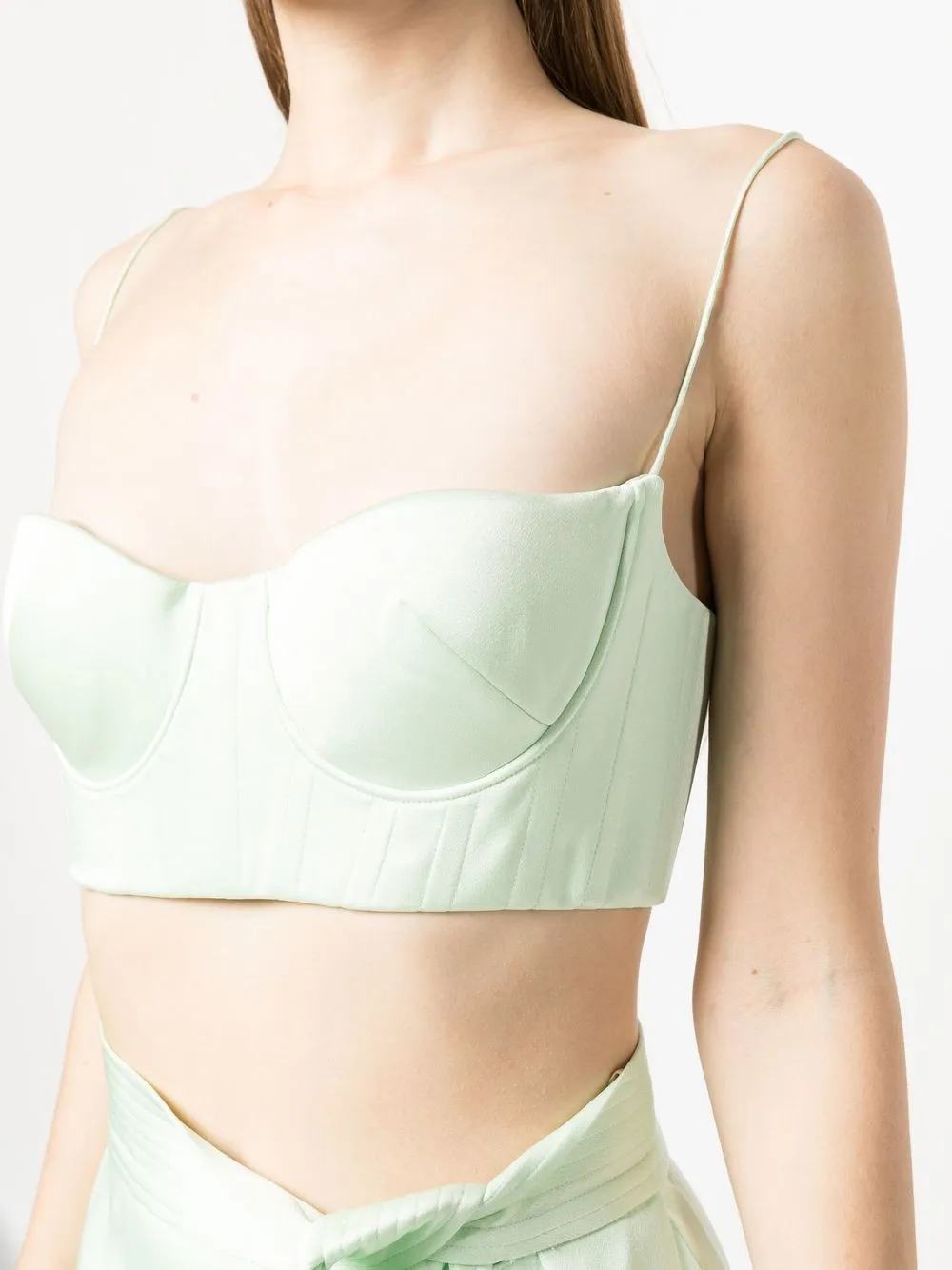 Alex Perry Cropped Bustier Top in Green, view 5
