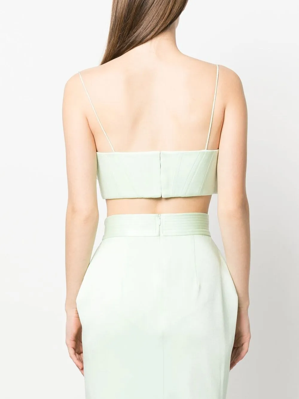 Alex Perry Cropped Bustier Top in Green, view 4