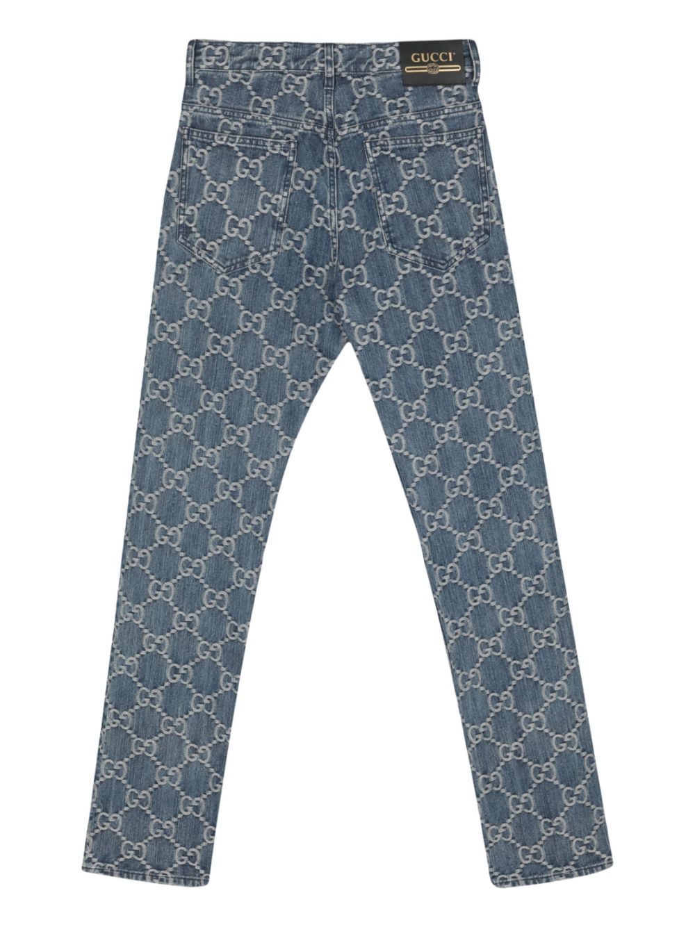 Gucci GG-jacquard mid-rise straight-leg jeans - Blue