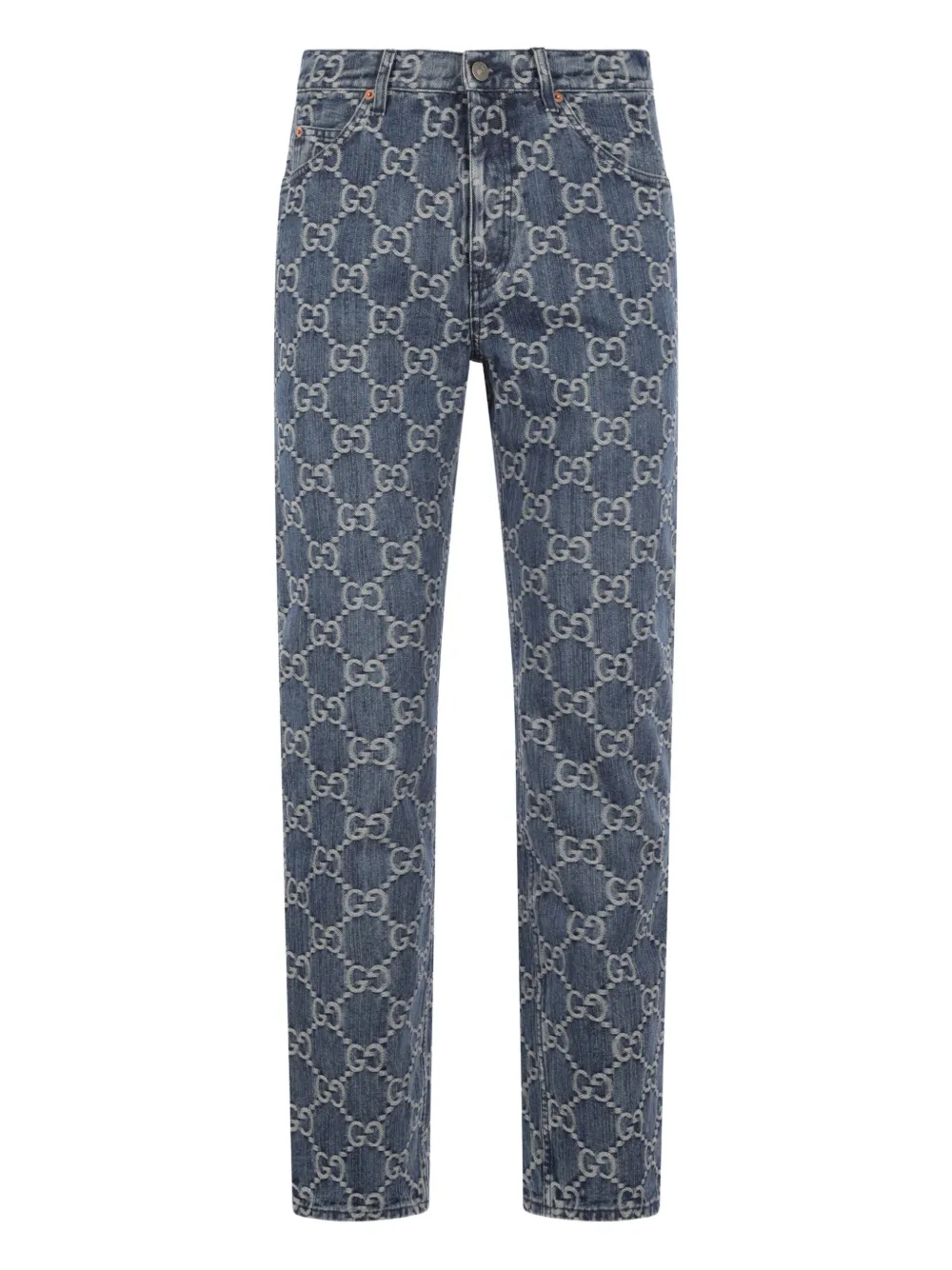 Gucci GG-jacquard mid-rise straight-leg jeans | Blue | Image 1