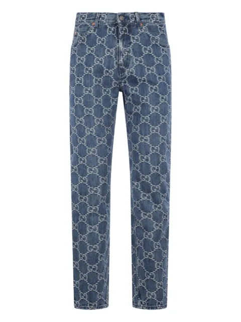 Gucci GG-jacquard mid-rise straight-leg jeans