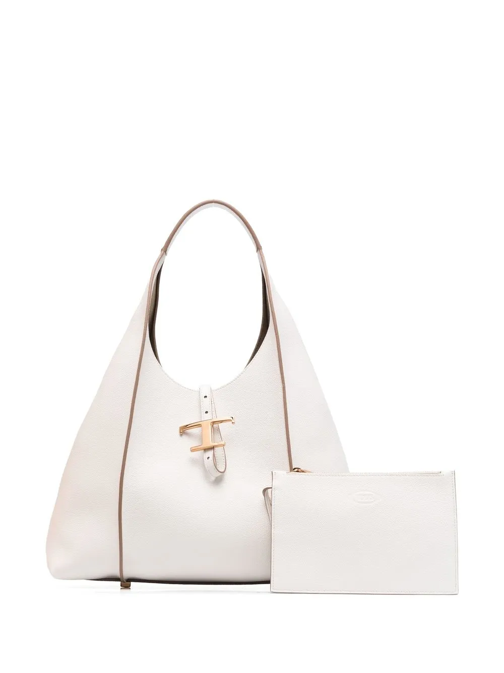 

Tod's logo plaque leather tote bag - White