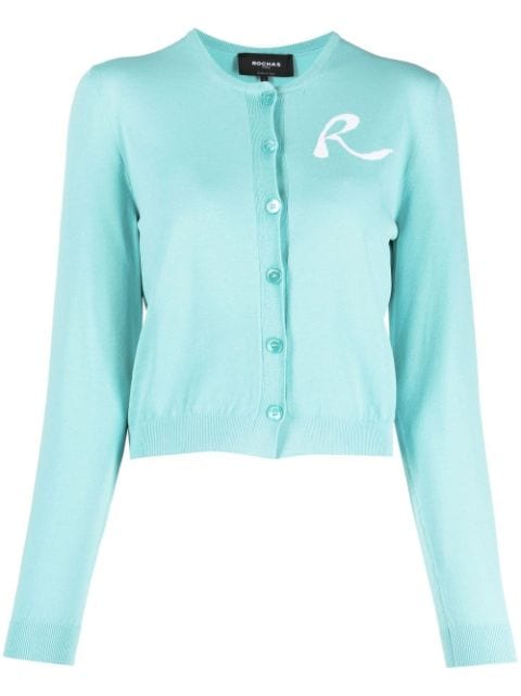 Rochas embroidered-logo button-up cardigan