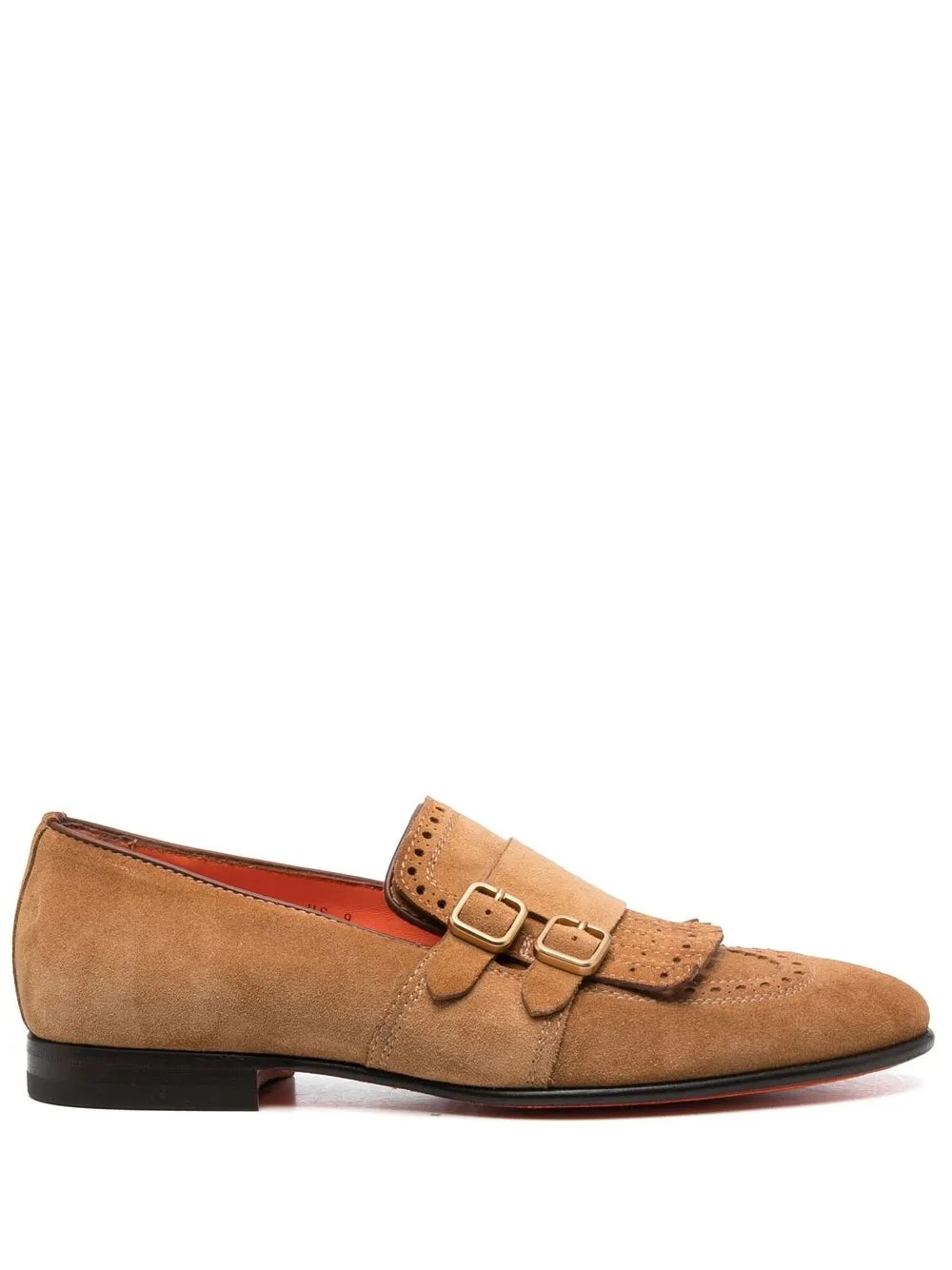 

Santoni double-buckle leather monk shoes - Brown