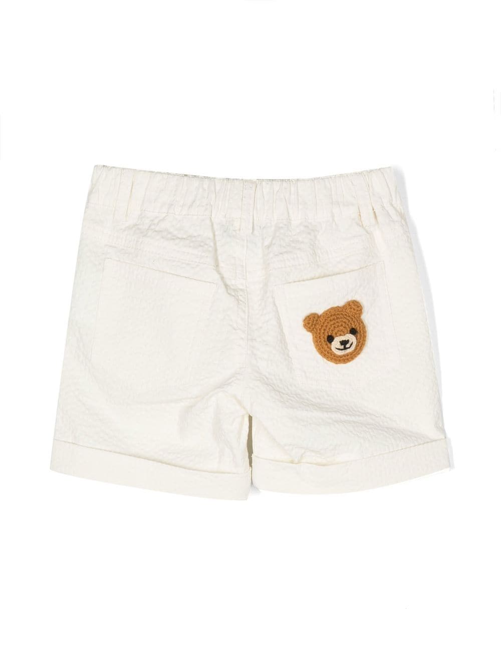 Shop Moschino Teddy-bear Crinkle Shorts In 中性色