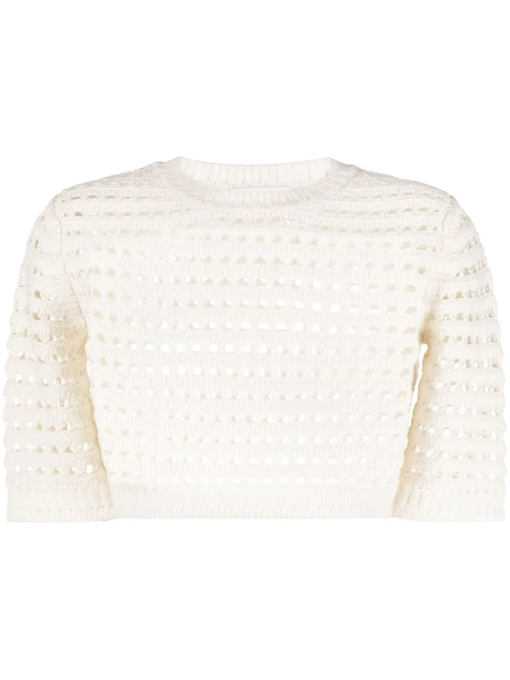 

See by Chloé cropped perforated-knit top - White