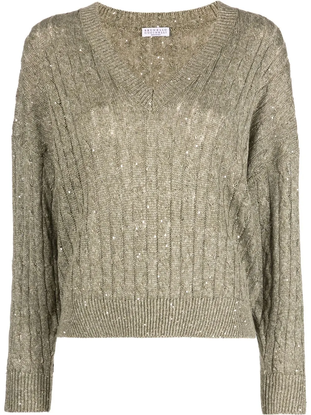 

Brunello Cucinelli sequin cable-knit jumper - Green