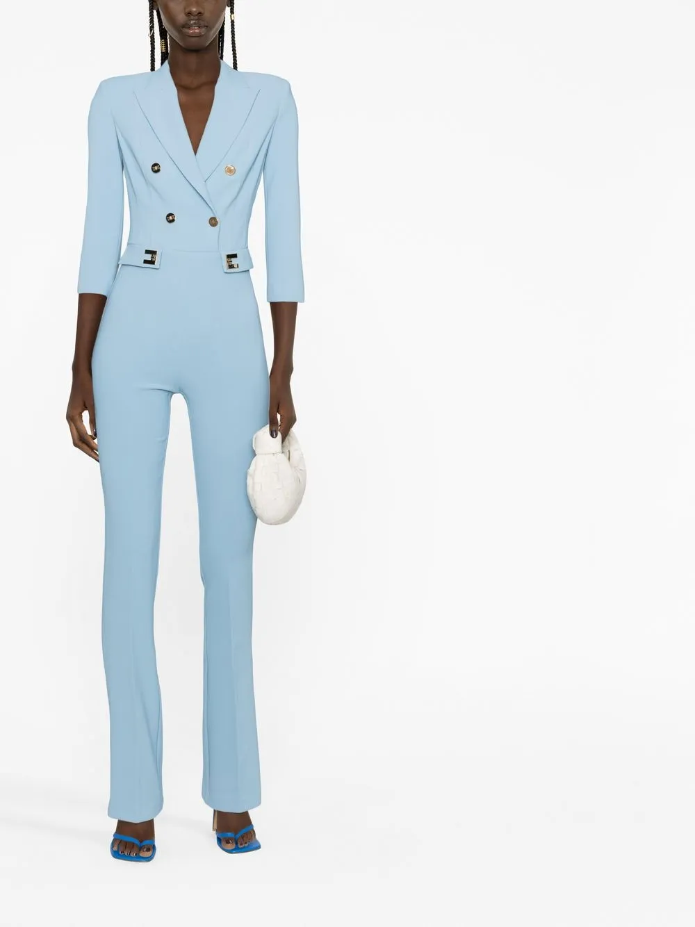 Elisabetta Franchi Jumpsuit met dubbele rij knopen - Blauw