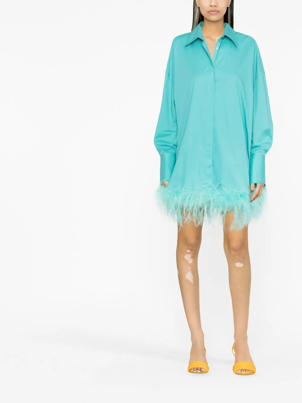 Giuseppe Di Morabito Blousejurk met veren afwerking - Blauw