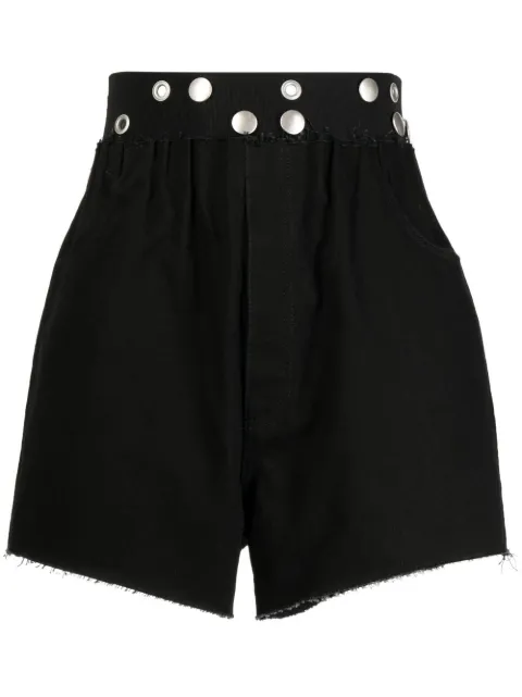 eyelet embellished cotton shorts