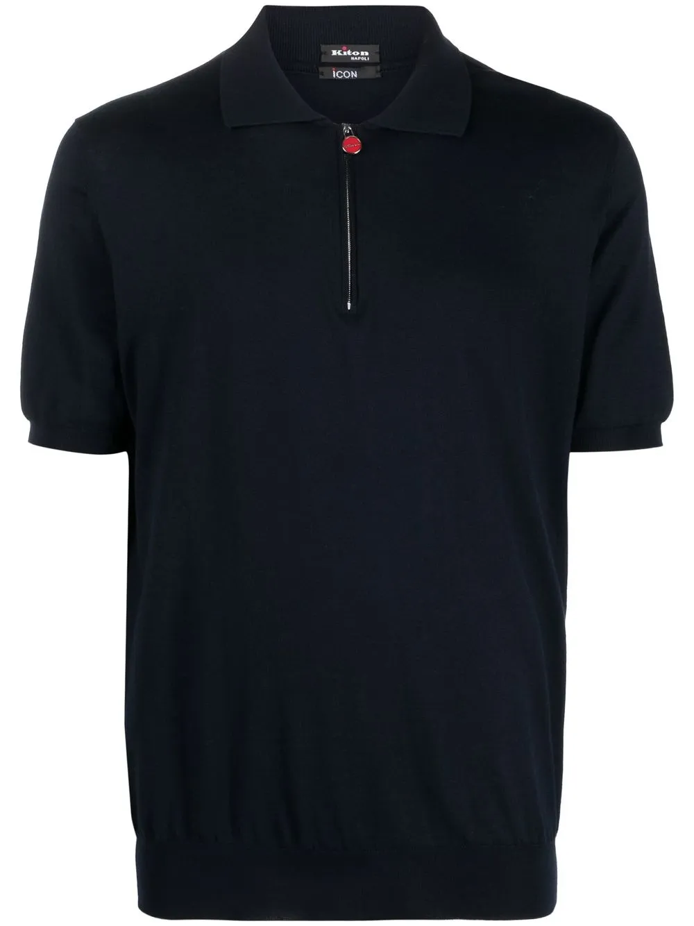 

Kiton playera tipo polo con media cierre - Azul