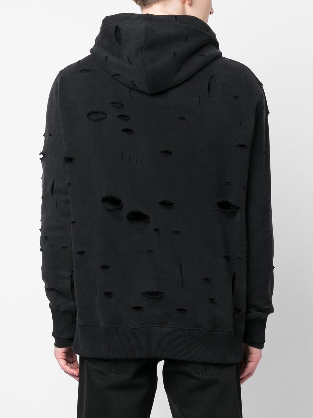 Shop Givenchy Distressed-effect Drawstring Hoodie In Black