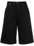 Off-White logo-patch wide-leg denim shorts - Black