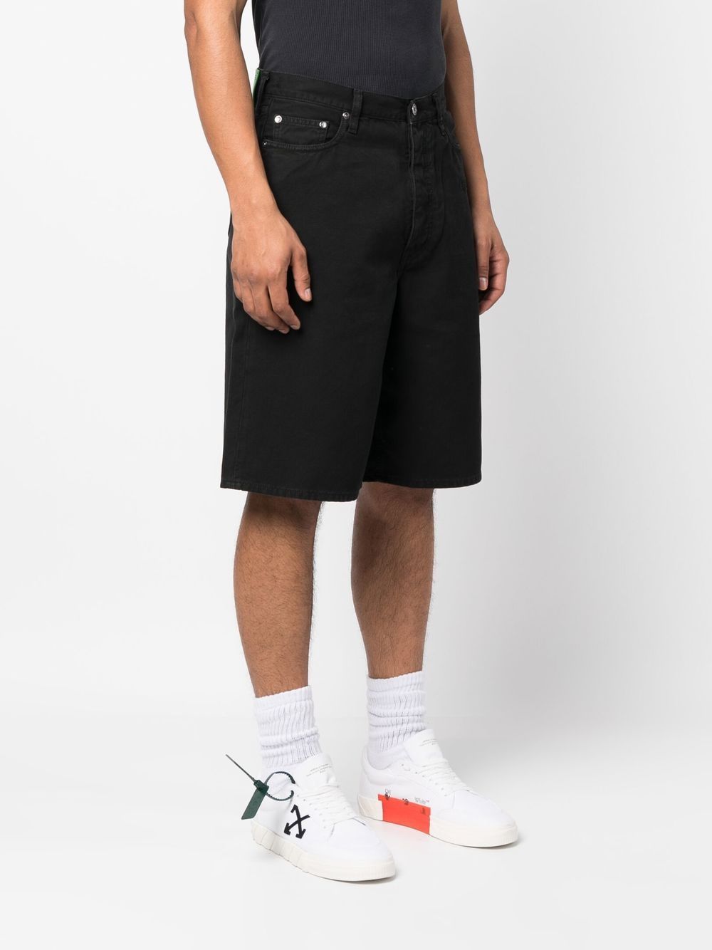 Off-White logo-patch wide-leg denim shorts Men