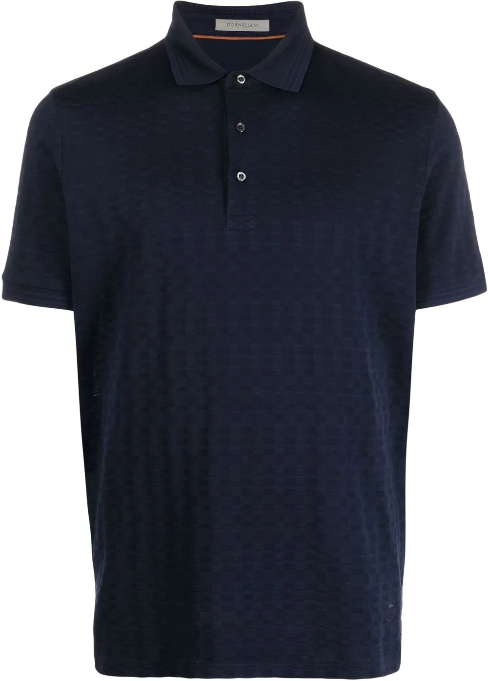 

Corneliani check-pattern short-sleeve polo shirt - Blue