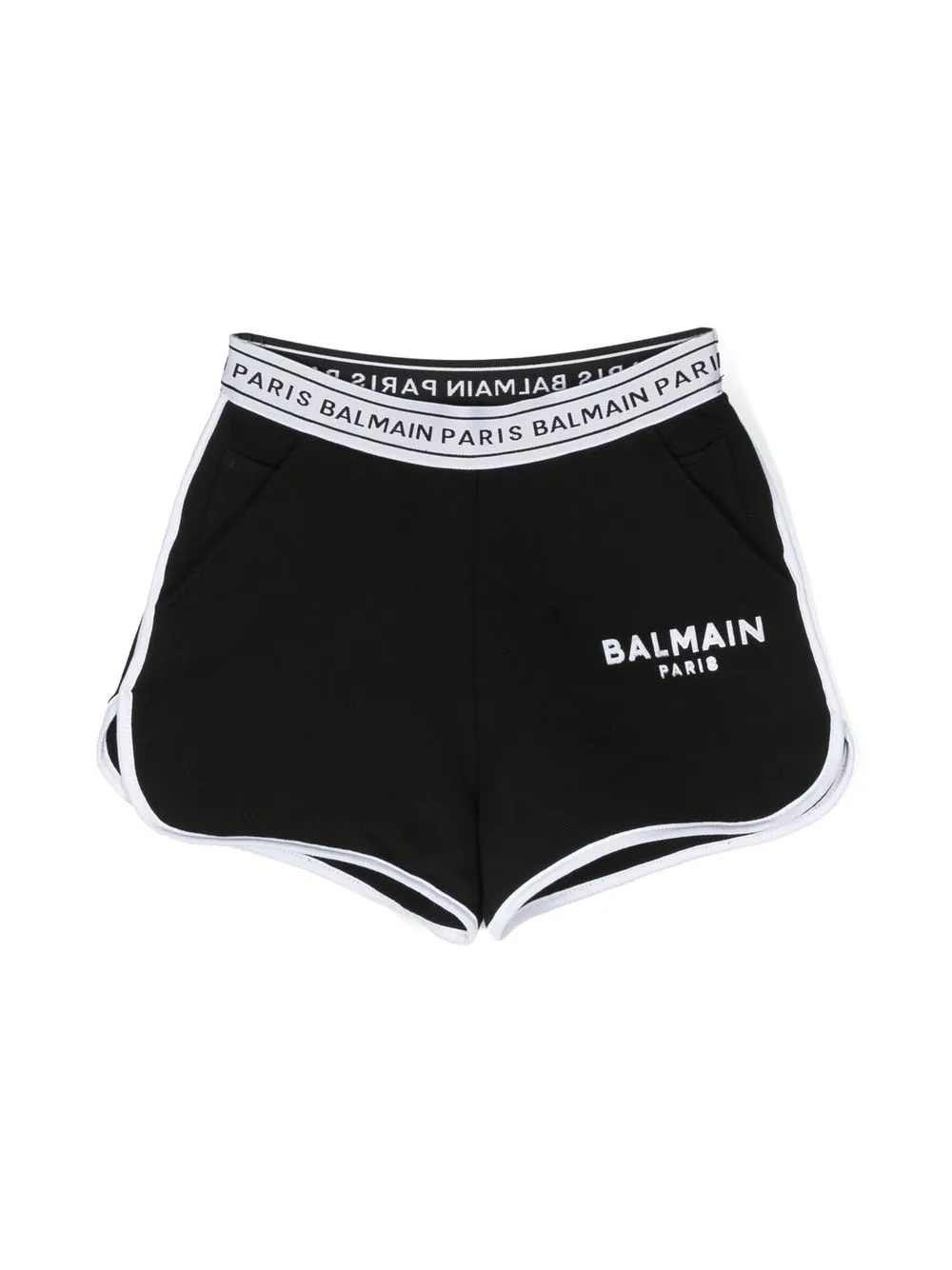 Balmain Kids' Logoed Cotton Shorts In Black/white