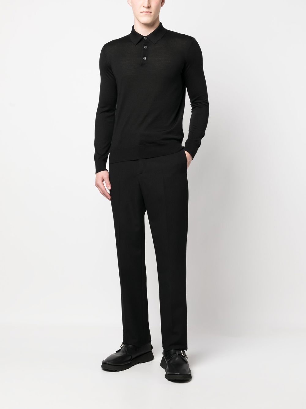 Zegna Poloshirt met lange mouwen - Zwart