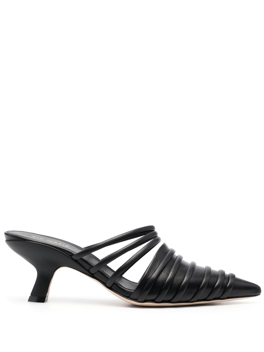 Vic Matie Circular-straps Leather Sandals In Black